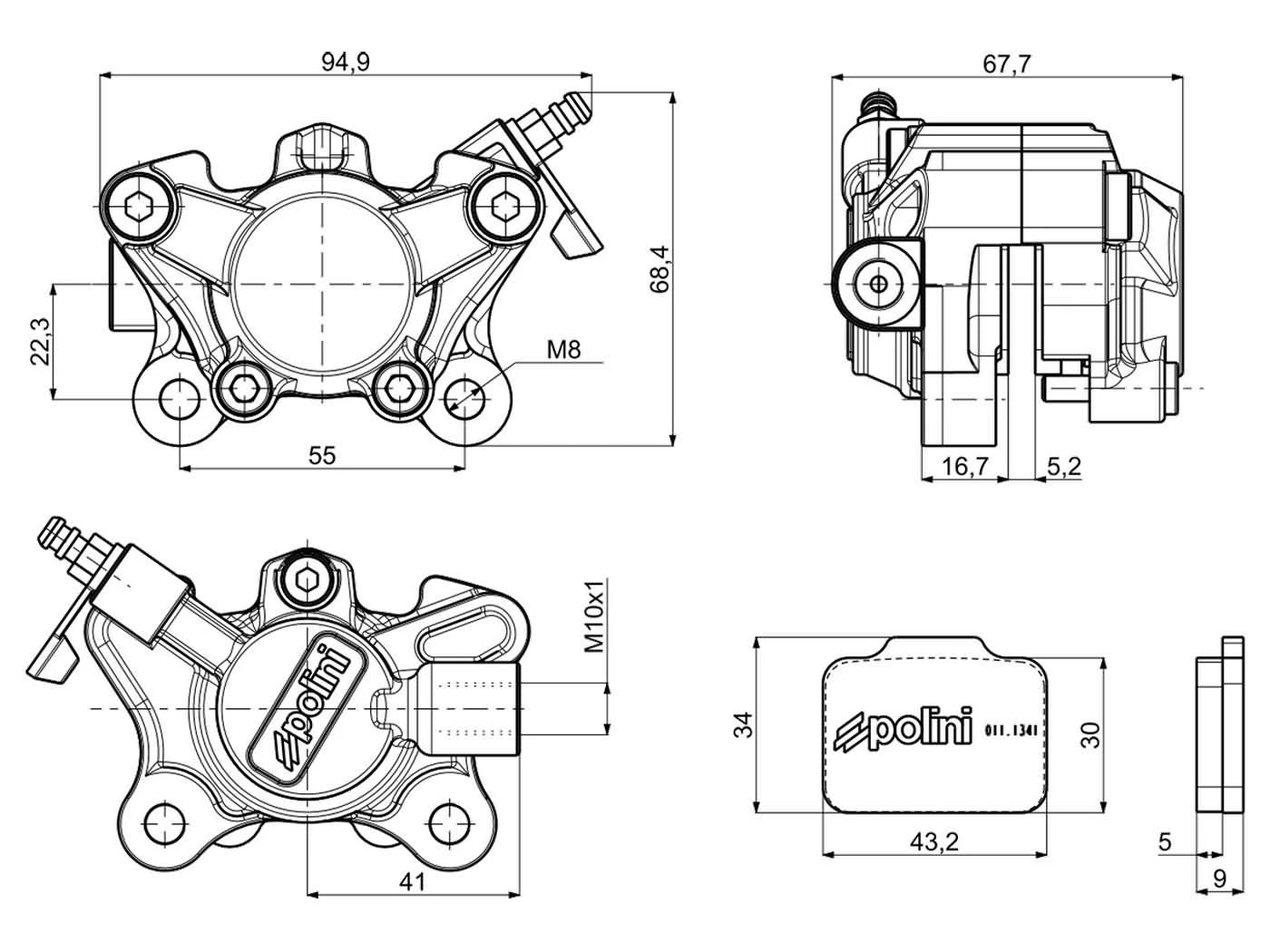 Bremssattel Hinten Polini CNC Racing Für Minarelli Liegend LC Mit Scheibenbremse 4 Bremssattel Hinten Polini CNC Racing Für Minarelli Liegend LC Mit Scheibenbremse – Bild 2