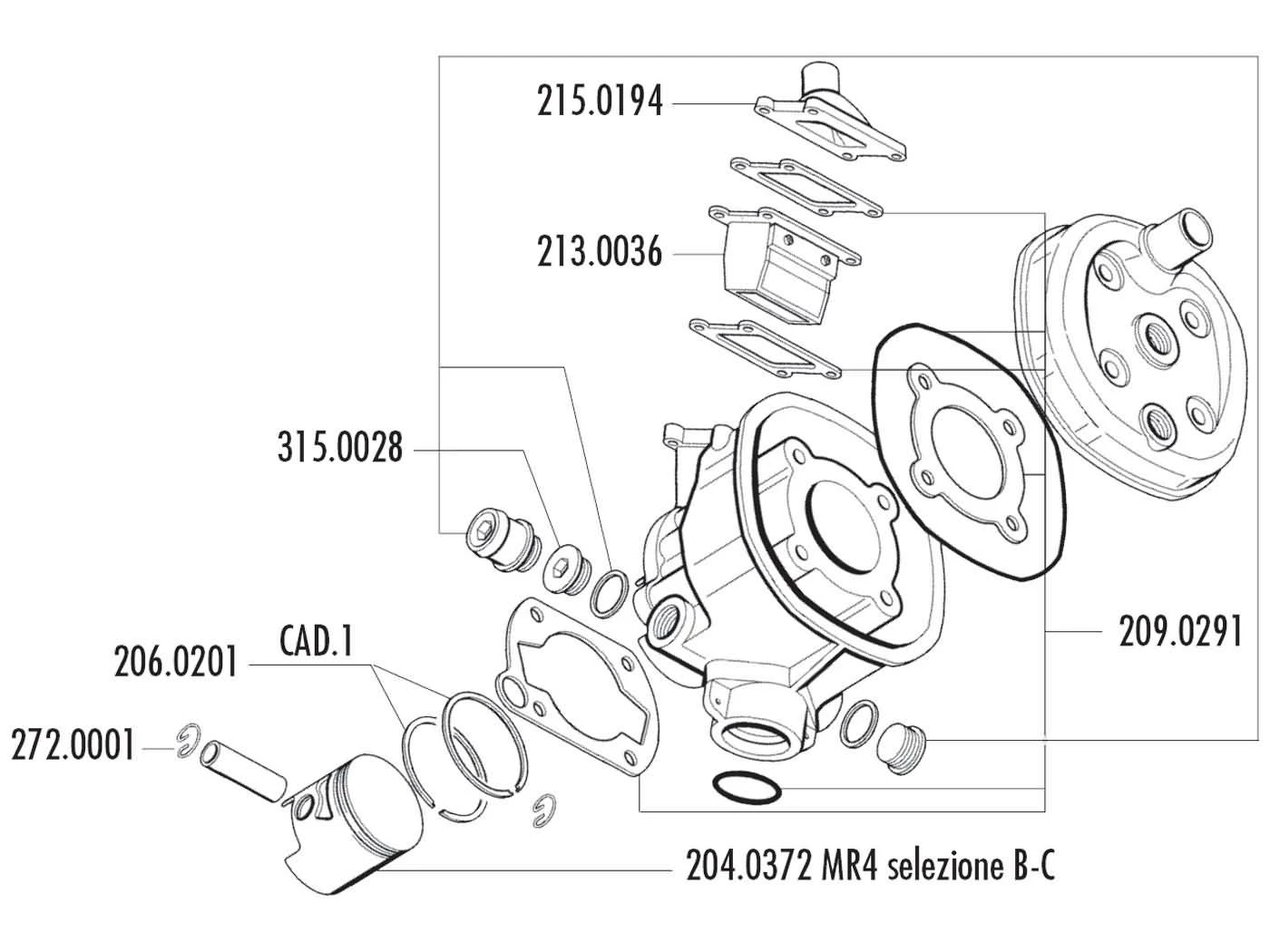 Zylinderkit Polini Aluminium Sport 70ccm 47mm Für Malaguti Dune 50, Minarelli MR4 4 Zylinderkit Polini Aluminium Sport 70ccm 47mm Für Malaguti Dune 50, Minarelli MR4 – Bild 2