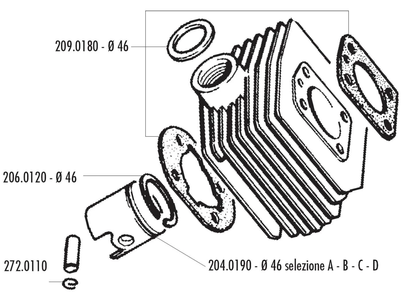 Zylinderkit Polini Aluminium Sport 70ccm 46mm Für MBK AV-10, AV-51, 92GT, M16 4 Zylinderkit Polini Aluminium Sport 70ccm 46mm Für MBK AV-10, AV-51, 92GT, M16 – Bild 2