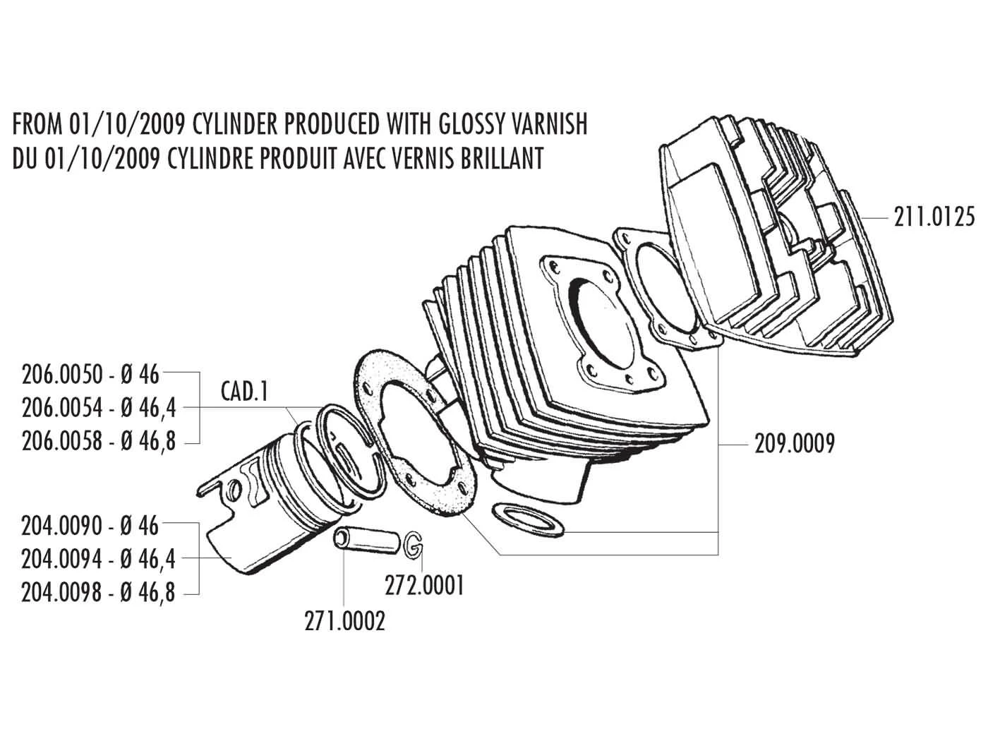 Zylinderkit Polini Grauguss Sport 65ccm 46mm Für Peugeot 103, 104, 105, GL 10, SPX 50 4 Zylinderkit Polini Grauguss Sport 65ccm 46mm Für Peugeot 103, 104, 105, GL 10, SPX 50 – Bild 2