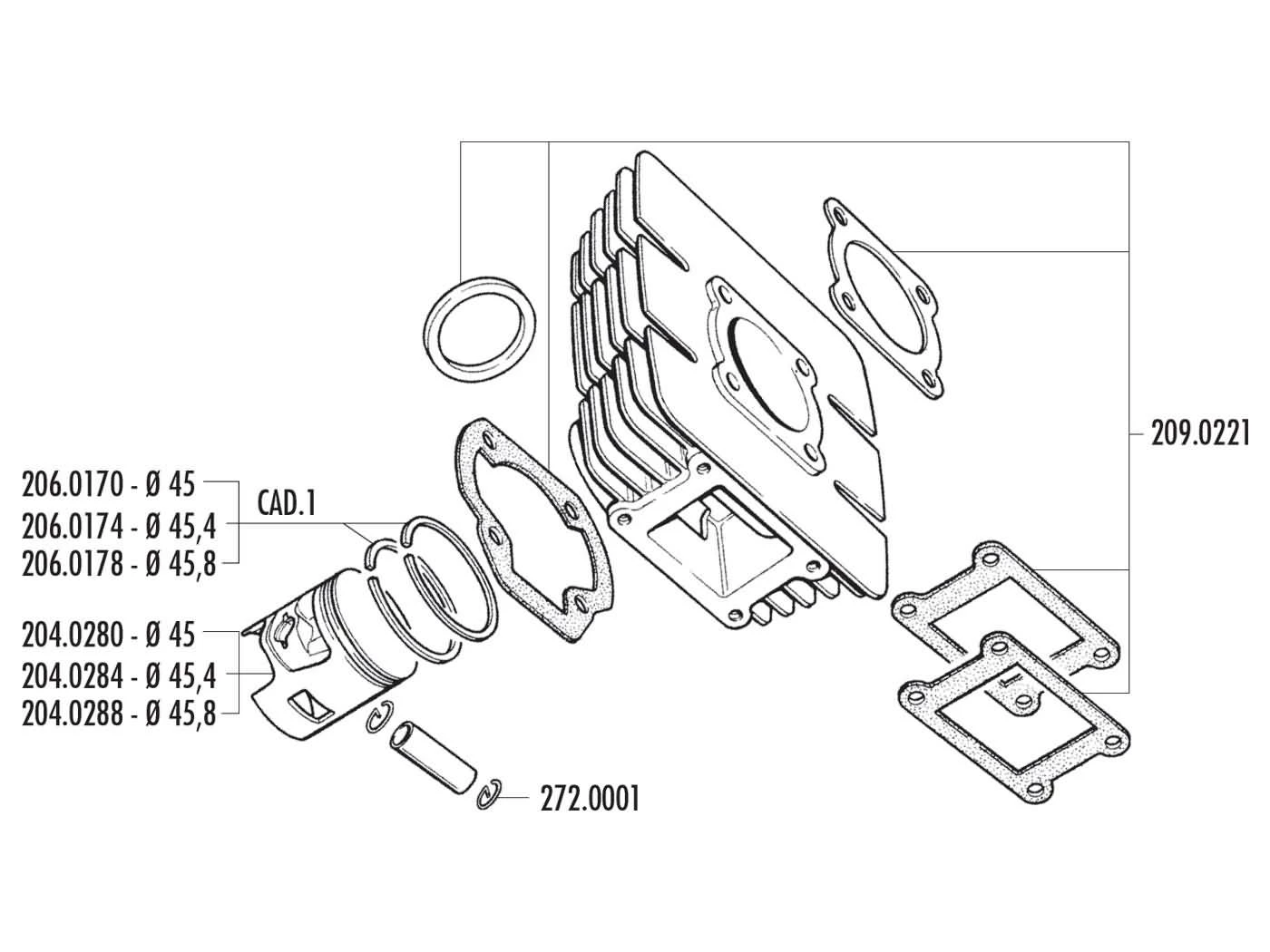 Zylinderkit Polini Grauguss Sport 63ccm 45mm Für Yamaha DT 50 R /M /MX AC -92 4 Zylinderkit Polini Grauguss Sport 63ccm 45mm Für Yamaha DT 50 R /M /MX AC -92 – Bild 2