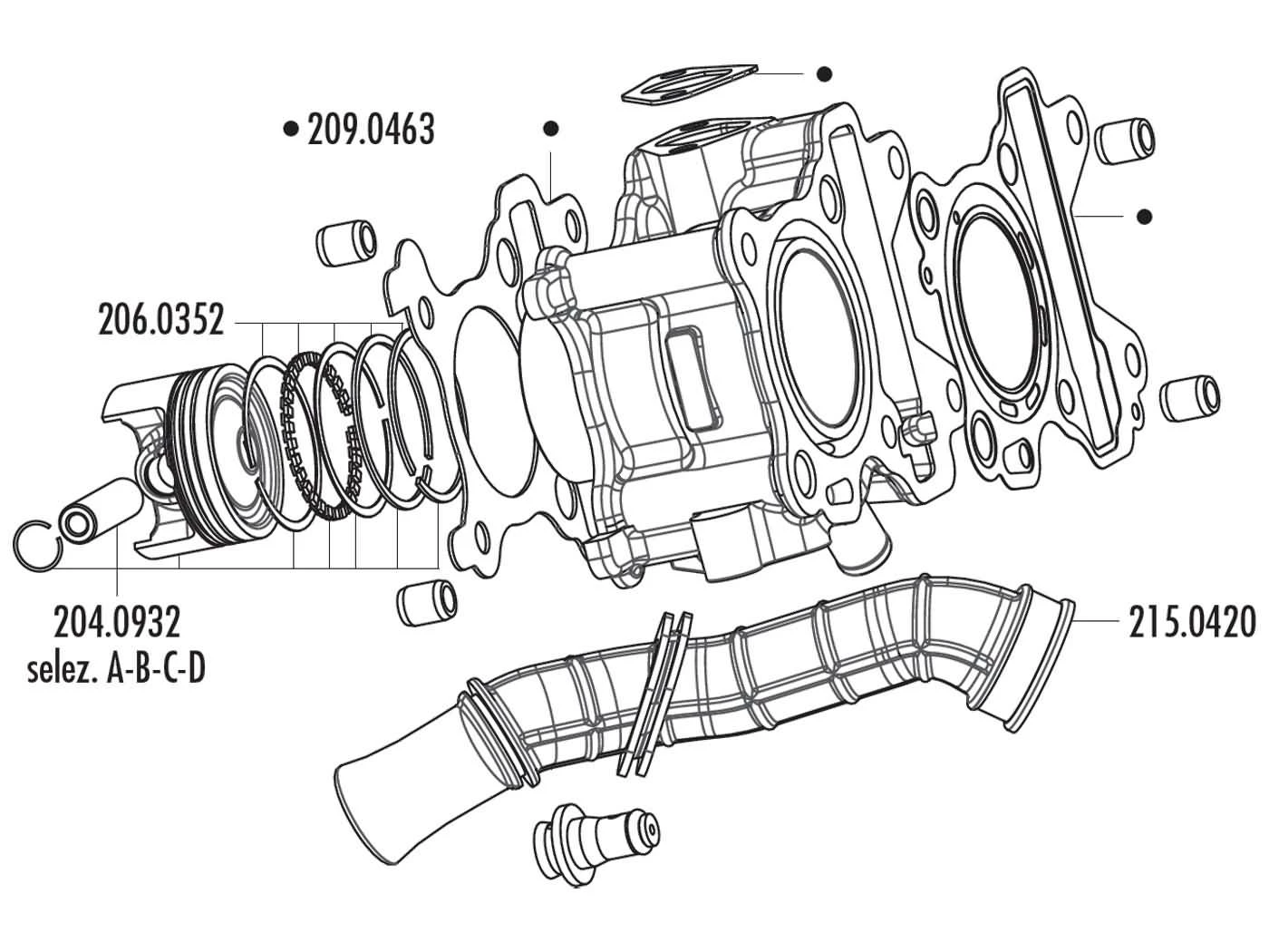 Zylinderkit Polini Aluminium Sport 66ccm 44mm Für Minarelli 4-Takt 4 Zylinderkit Polini Aluminium Sport 66ccm 44mm Für Minarelli 4-Takt – Bild 2