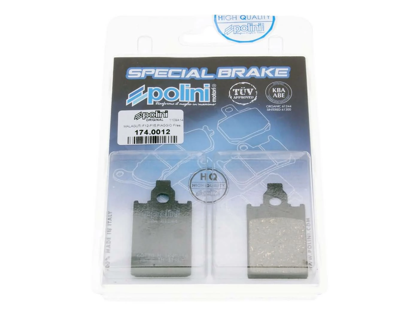 Bremsbeläge Polini Organisch Für Malaguti, Piaggio, Simson 3 Bremsbeläge Polini Organisch Für Malaguti, Piaggio, Simson