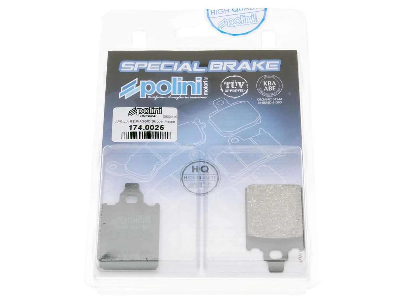 Bremsbeläge Polini Organisch Für Piaggio Quartz, Italjet Formula, Piaggio SKR 3 Bremsbeläge Polini Organisch Für Piaggio Quartz, Italjet Formula, Piaggio SKR