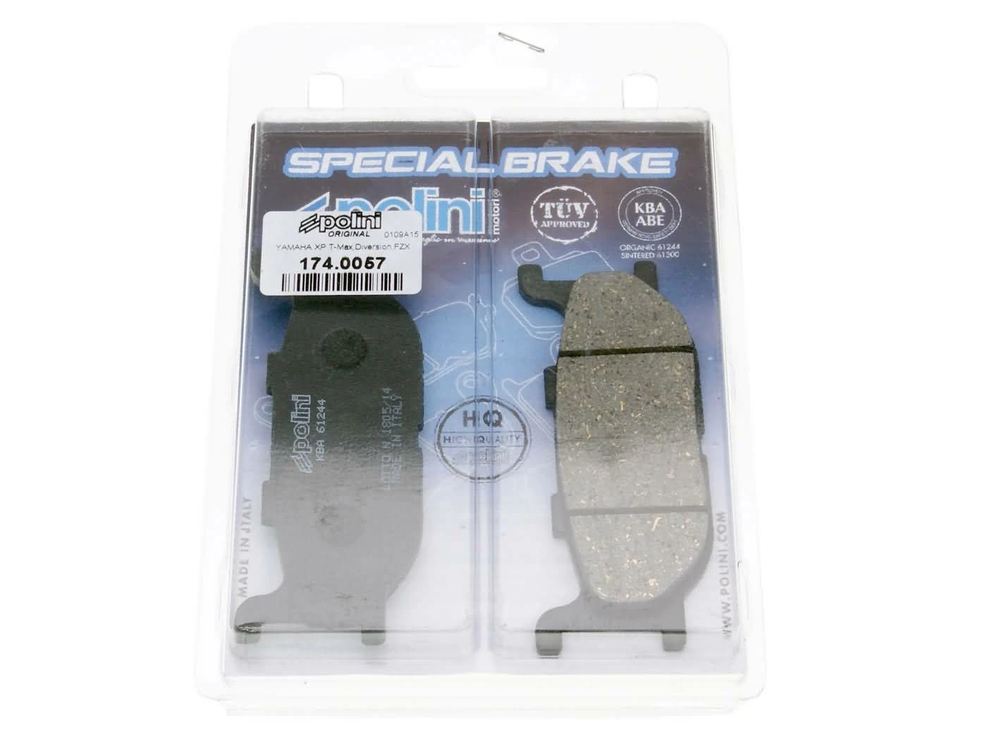 Bremsbeläge Polini Organisch Für Yamaha Majesty 400, T-Max 500 3 Bremsbeläge Polini Organisch Für Yamaha Majesty 400, T-Max 500