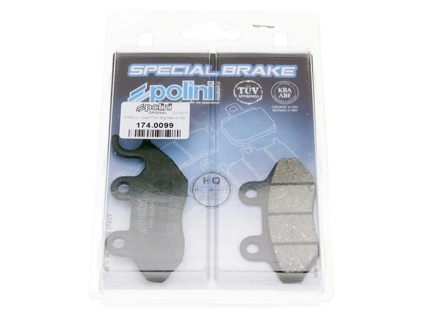 Bremsbeläge Polini Organisch Für PGO SYM TGB 3 Bremsbeläge Polini Organisch Für PGO SYM TGB