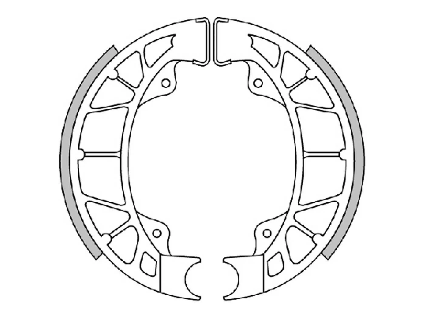 Bremsbackensatz Polini 110x25mm Inkl. Federn Für Trommelbremse Für Gilera Runner, Piaggio NRG, ZIP, Vespa S50 4 Bremsbackensatz Polini 110x25mm Inkl. Federn Für Trommelbremse Für Gilera Runner, Piaggio NRG, ZIP, Vespa S50 – Bild 2
